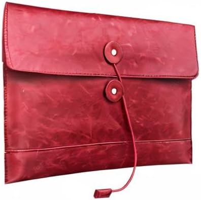 Vintage pu Leather 13.5" Certificate File Sleeve Case Business Manila Clutch Envelope Bag Office Documents Folder (Wine red)
