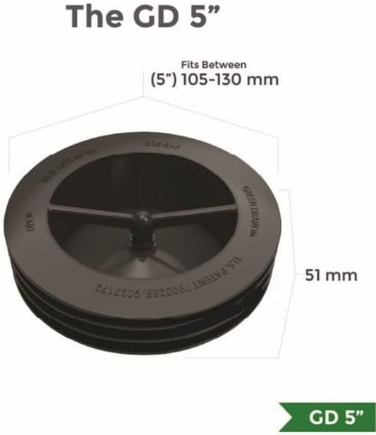 Waterless Trap Seal, 5 Inch, Fitting Pipes with Diameters Between 105-130 mm