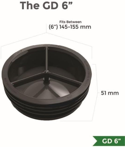 Waterless Trap Seal, 6 Inch, Fitting Pipes with Diameters Between 145-155 mm