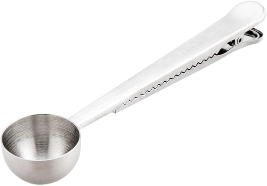 Restaurantware Restpresso 1 Tbsp Coffee Scoop 1 Multifunction Coffee Spoon - Built-In Clip For Measuring Ground Coffee Espresso Coffee Beans Protein Powder And More Stainless Steel Tea Spoon