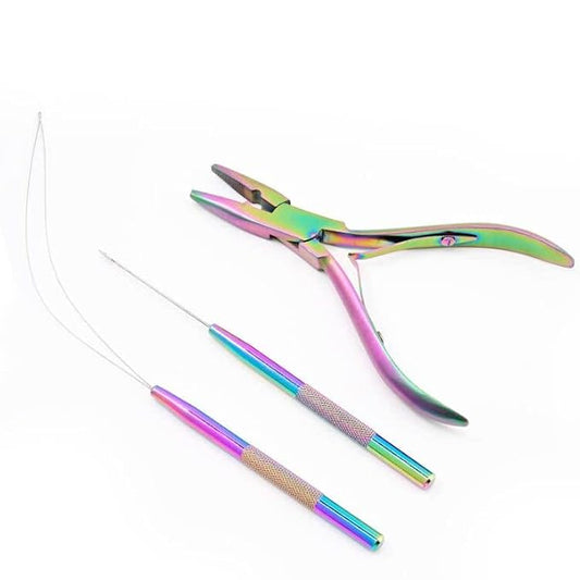 NEWISHTOOL Micro Links Hair Extensions Kit, Hair Extension Pliers for Beads, Hair Extension Loop Needle Pulling Hook Tool Bead Device Tool Kits, Micro Link Tools for Hair or Feather Extensions Styling