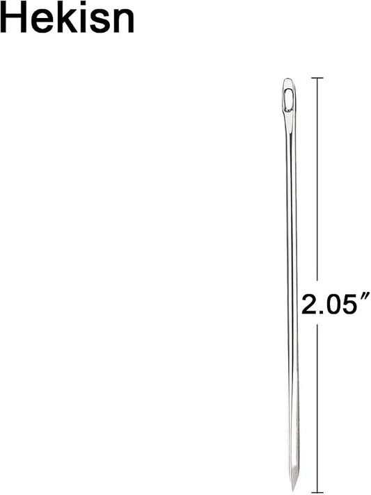 Hekisn Professional Large-Eye Triangle Leather Needles with Threaders for Hand Sewing Repair Stitching Projects (1.25 * 52mm)