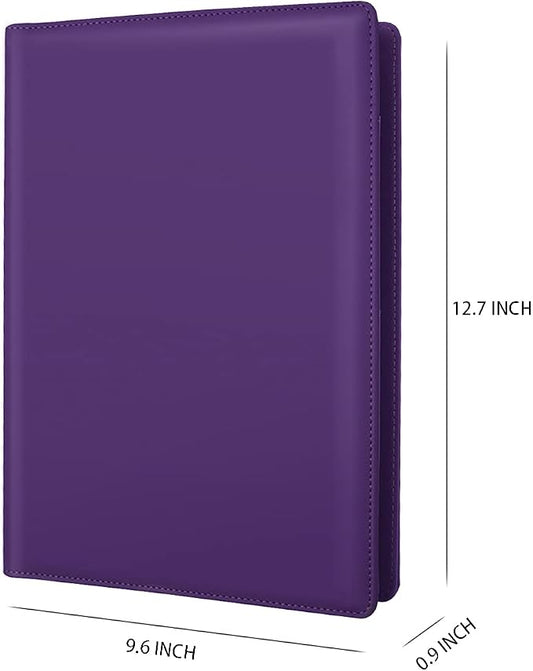 Resume Portfolio Folder, Padfolio Clipboard, Writing Portfolio Leather Clipboard with Cover for Legal Pad Holder Letter Size A4 for Business Conference Notepad Clip Boards, Purple