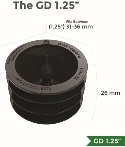 Waterless Trap Seal, 1.25 Inches, Fitting Pipes with Diameters between 31-36 mm