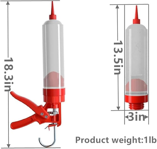 Professional Caulking Gun, Red and White, Manual Pressure Grouting Tool, 14.96x2.36 Inch, Labor Saving Design,Suitable for grouting various materials