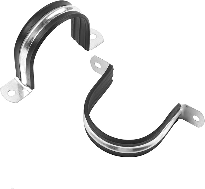 3/4 Inch Reinforced Rigid Pipe Strap, 2 Holes U Bracket Cable Clamp Hanger, Rubber Cushioned Insulated Clamp, Conduits Strap Clamps for Pipe Fixing on Various Surfaces, 10 PCS(20mm)