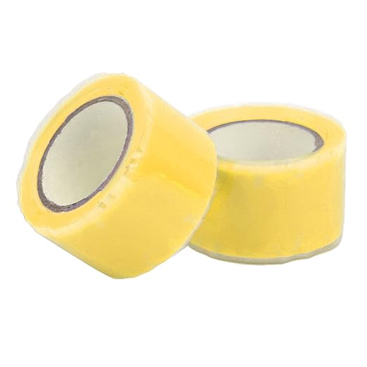 Self Fusing Silicone Tape, Waterproof Insulation Adhesive Tape, 2 Rolls 1.5m x 2.5cm - Heat, Easy Tear, Durable Pipe and Hose Repair Solution (Yellow)