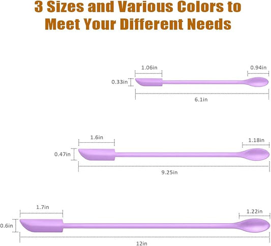 Silicone Spatula Set (6Pcs) - Mini Scraper Tool for Beauty & Food - Reach Every Last Drop, Multi-Size Spatulas for Makeup Jars, Lotion Bottles & Kitchen Containers (Purple)