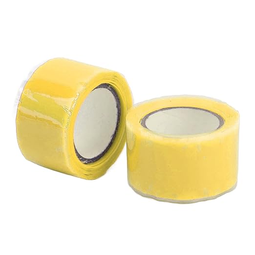 Self Fusing Silicone Tape, Waterproof Insulation Adhesive Tape, 2 Rolls 1.5m x 2.5cm - Heat, Easy Tear, Durable Pipe and Hose Repair Solution (Yellow)