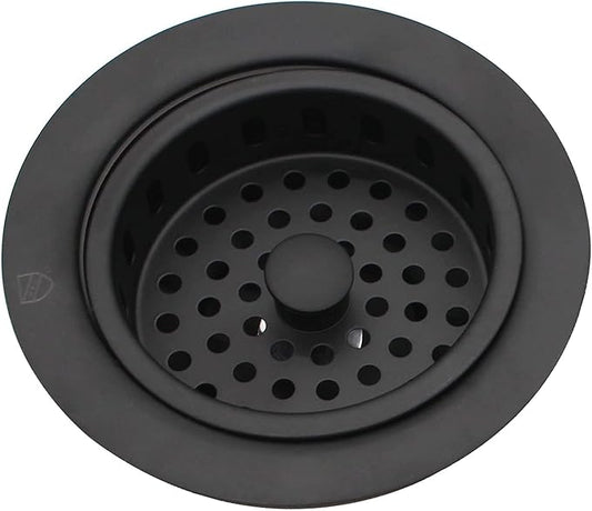 Westbrass D214-62 3-1/2" Post Style Large Kitchen Sink Basket Strainer, Matte Black