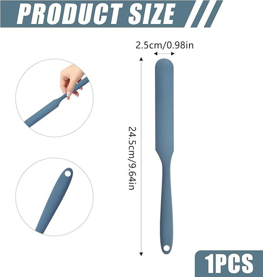 Silicone Jar Spatula,Non-Stick Heat Resistant Kitchen Thin Spatula,Sourdough Stirring Stick,Jam Spreader for Peanut Butter,Cake Cream Butter Spatulas for Scraping Icing Bread Cream (Blue)