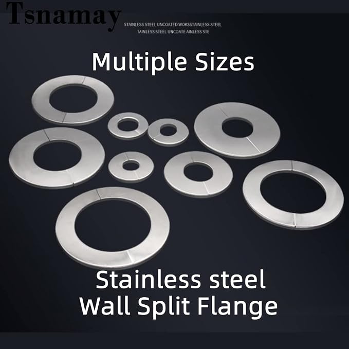 Wall Split Flange, Stainless Steel Round Escutcheon Plate for 1.06"/27mm Diameter Pipe, Pack of 2