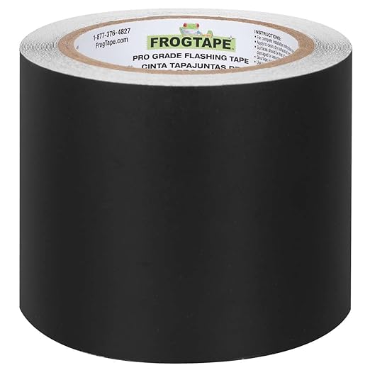 FrogTape Pro Grade Flashing Tape for Windows & Doors, 3.75 Inch Width - 30 Foot Roll, All Weather & UV Resistant Flashing Tape with Advanced Acrylic Adhesive - 10 mils - Black