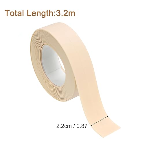uxcell 4 Rolls Beige Caulk Sealant Strip Waterproof Self Adhesive 0.87"" x 10.5Ft Toilet Caulk Tape, Bathtub Caulk Sealing Strip for Kitchen Countertop, Sink, and Floor Edge Protector, 2.2cm