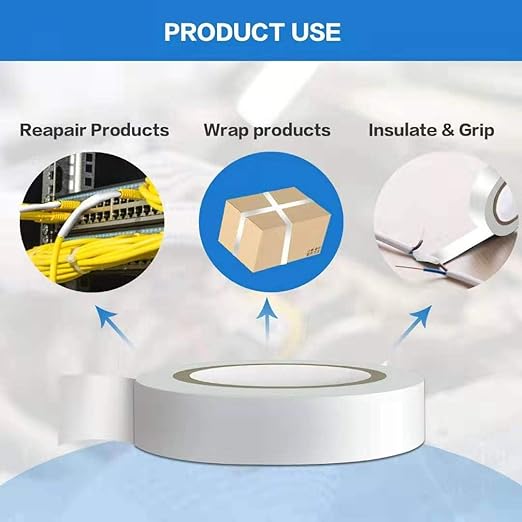 Wapodeai 6PCS (3 Black + 3 White) Electrical Tape, Premium Waterproof Tape, Flame Retardant Indoor Outdoor High Temperature Resistance Electric Tape, 0.62 in X 49 ft