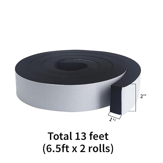 High Density Foam Tape - 2'' x 1'' x 13Ft Weatherproof Adhesive Prevent Condensation Heat Resistant Flame Retardant Weather Stripping Easy to Cut & Install & Remove for Car Doors Pipes Windows