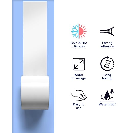 Vapor Barrier Tape - 4" x 180' Roll, Crawl Space Vapor Barrier, White Polyethylene Moisture Barrier Tape, Waterproof Seal & Seam Tape for Underlayment, Insulation & Plastic Liners(1Roll)