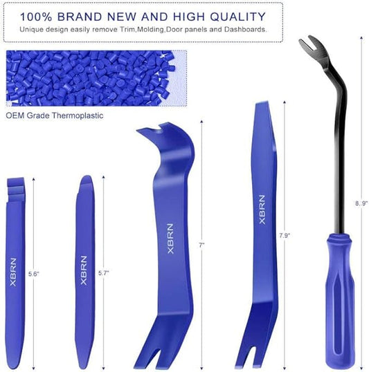 Auto Trim Removal Tool Kit,13 Pcs Car Panel Door Window Tools Kit,Auto Clip Fastener Remover Pry Tool Set Blue