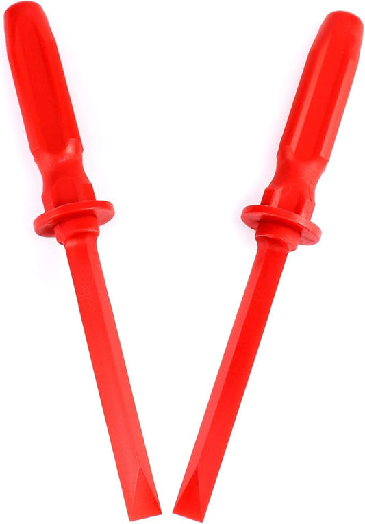 QWORK Chisel Scraper, 2 Pack (7/8") Wheel Weight Remover, Non-Marring Plastic Scraper Remover Tool Kit, for Adhesive, Caulk, Gasket Decals Emblem Moldings