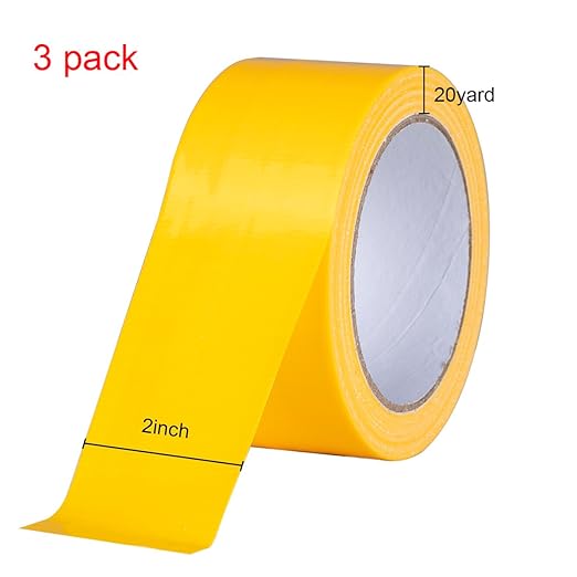 XUXU 3 Pack Yellow Duct Tape Heavy Duty Waterproof, Strong Adhesive for Indoor Outdoor Repairs, 60 Yards x 2 Inch Total
