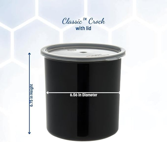 Carlisle FoodService Products Classic Round Storage Container Crock with Lid for Kitchen, Restaurants, Home, Plastic, 2.7 Quarts, Black, (Pack of 6)