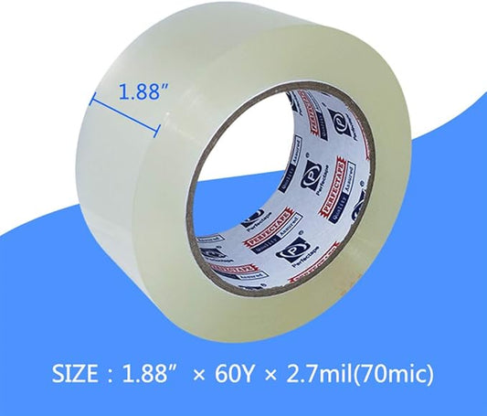 P PERFECTAPE Heavy Duty Packing Tape 6 Rolls, Clear, 2.7 mil, 1.88" x 60Y | Total 360Y, Ultra Strong, Refill for Packaging and Shipping