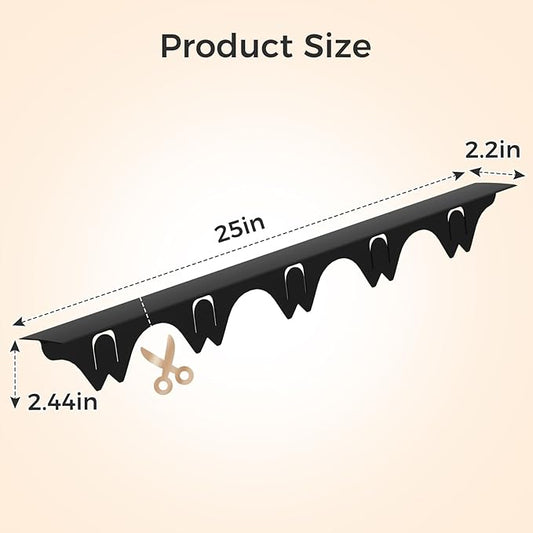 Silicone Stove Gap Covers with Stainless Steel, Oven Gap Filler Seals Gaps Between Stovetop and Counter, Stove Gap Guards Range Trim Kit, Easy to Clean Stove Gap Guard (Black 2 Pack,25")