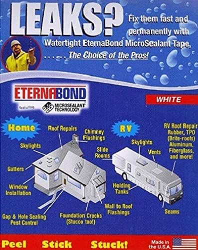 EternaBond 3" White Mobile Home RV Rubber Roof Repair Tape Sealant 3" x 10' (3" x 10 Foot)
