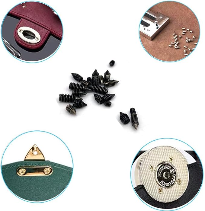 240 pcs Nickel Plated Tip Screws Pointed Cross Slot Leather Accessories 12 Sizes Belt Screws Include M2*3-M2*6, M2.5 * 3-M2.5 * 8, M3*3-M3*8 with 2mm Screwdriver for Belt Buckle Wallet Handbag Black