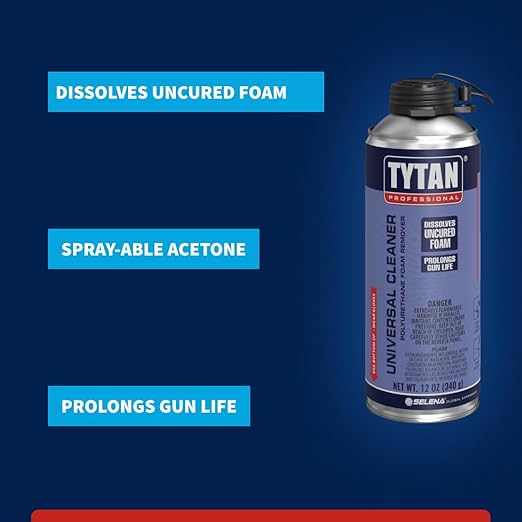 TYTAN Professional Universal Cleaner – 12 oz Adhesive Remover, Foam Dissolver, Expanding Foam Cleaner, Multi-Purpose Surface Prep & Tool Cleaner (12 Pack)