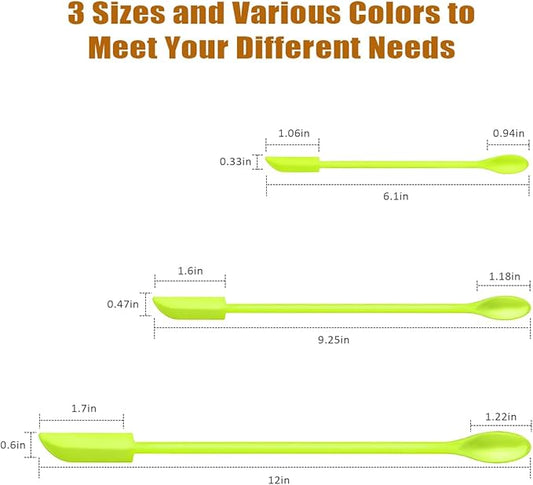 Silicone Spatula Set (6Pcs) - Mini Scraper Tool for Beauty & Food - Reach Every Last Drop, Multi-Size Spatulas for Makeup Jars, Lotion Bottles & Kitchen Containers (Green)