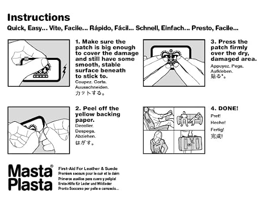 MastaPlasta Premium Leather Repair Patch - Mid-Brown 4" x 2.4" (10 x 6 cm). Your Instant Stick-On Upholstery-Quality Leather Repair Kit for Couches, Car Interiors, Bags & DIY