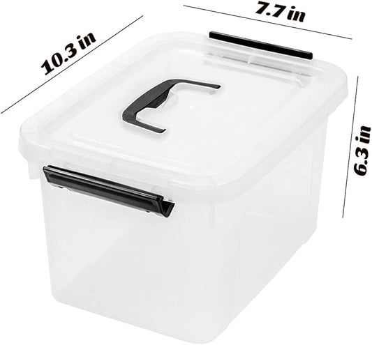 6 Quart Clear Storage Latch Box/Bins, 6-Pack Plastic Container with Latches and Lid