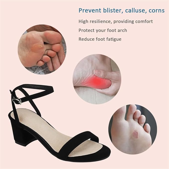 2 Pairs Pigskin High Heel Cushion Inserts, Adhesive Arch Support Shoe Inserts for Dress Shoes, Anti-Slip Sandal Inserts Pain Relief, Leather Cushioning Heel Insoles for Boots, M Women 7.5-9 Beige