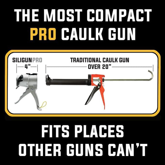 SILIGUN™ PRO Compact 24:1 Caulking Gun - No Drip Caulk Gun - Patent Design - Lightweight Aluminum Frame - Works with all 10 oz Tubes (SILIGUN PRO Complete Kit)