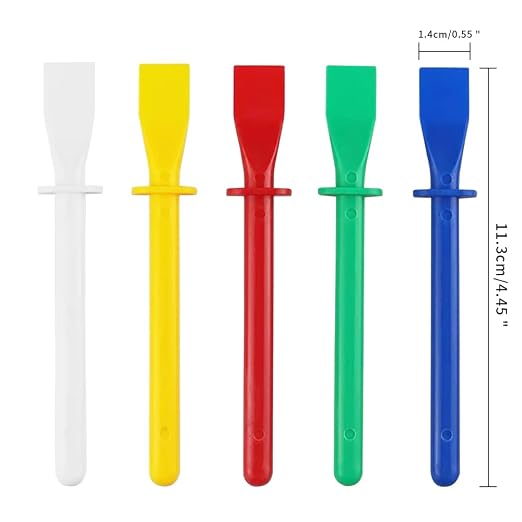 5Pcs Colored Plastic Smear Spreaders, Mini Glue Sticks, Easy Clean Glue Scrapers for Handmade DIY Art, Leather Craft, and Woodworking Projects