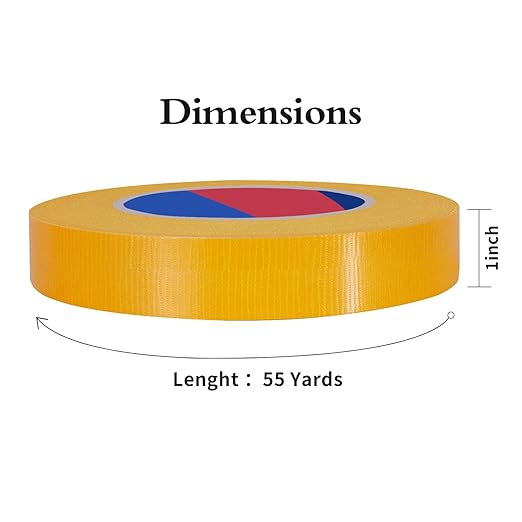 Yellow Heavy Duty Duct Tape, 1 Inch x 55 Yards, Industrial Grade Waterproof & UV Resistant, Strong Adhesive for Indoor Outdoor Repairs, Crafts, Home Improvement and DIY Projects