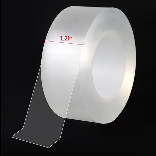 Transparent Weather Sealing Tape, Clear Draft Isolation Film Tape for Door Draft Stopper, Adhesive Tape for Doors, Windows and Shower Glass Gaps - No Residue (1.2 Inch x 33Ft)