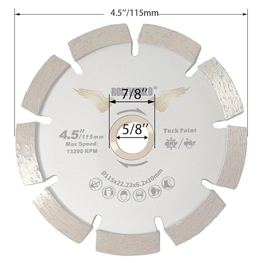 4-1/2 inch Tuck Point Diamond Blade with 0.250" Width 7/8"-5/8" Arbor for Mortar Removal, Grout Repair and Cleaning of Concrete