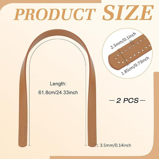 PH PandaHall 1 Pair(2pcs) Imitation Leather Purse Handles 23” Sew On Bag Handles Purse Handbags Strap Replacement for Purse Handbag Shoulder Tote Bag Making Supplies, Dark Khaki