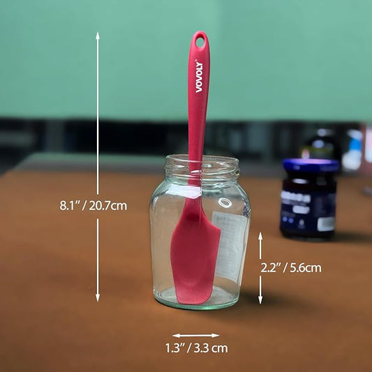 Silicone Mini Spatulas, Curved Small Spatula with Shallow Bowl for Kitchen, Seamless Jar Scraper for Cooking Baking, Wet Pet Food Spatula, 8.2 IN, 4 Pack,Assorted