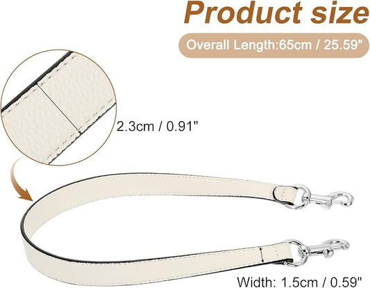 uxcell 25.59 Inch PU Leather Short Bag Strap with Clasp, Purse Handles Handbags Replacement Straps for Clutch Bag Underarm Bags, Beige, Silver Buckle