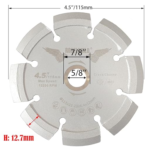 4-1/2 inch Crack Chaser Diamond Blade with 0.250" Width 7/8"-5/8" Arbor for Concrete Repair (V-Shaped)