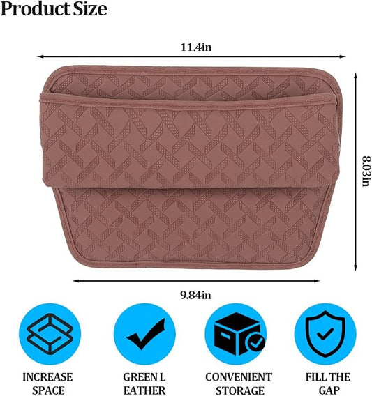 Car Seat Gap Filler Organizer, Leather Console Side Gap Filler Storage Box for Storing Phones Keys, No-Drop Automotive Seat Crevice Blocker Organizer, Universal for Truck SUV Sedan (Brown)