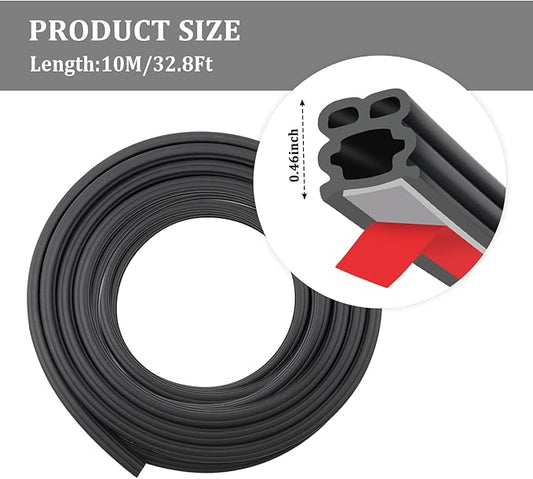 32.8Ft Car Door Seal,Thickened Rubber Automotive Weather Stripping for Hoods,Trunks,Windows,Universal Soundproof Car Weather Stripping Car Accessories for Most Car,Truck,SUV (32.8Ft)
