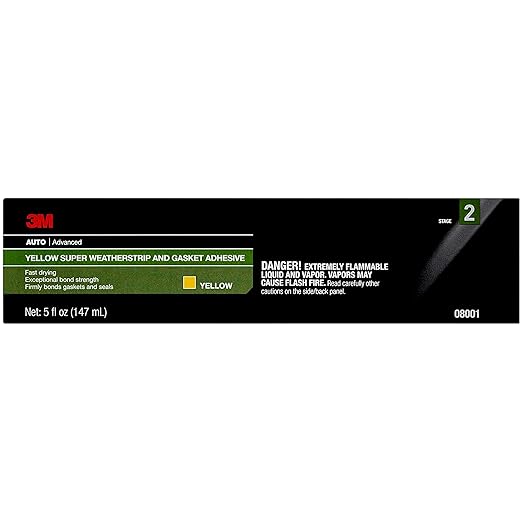 3M Super Weatherstrip and Gasket Adhesive, 08001, Yellow, 5 fl oz Tube, 1 Per Pack