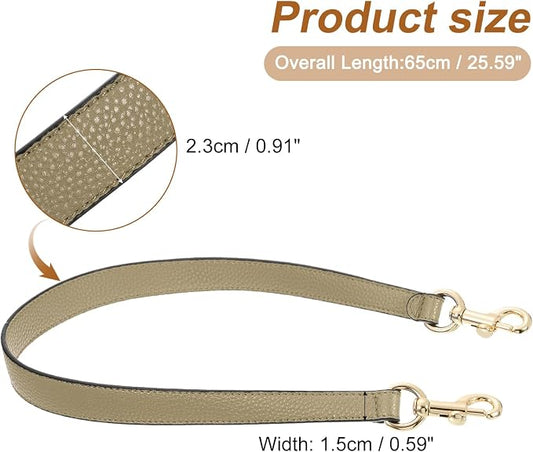 uxcell 25.59 Inch PU Leather Short Bag Strap with Clasp, Purse Handles Handbags Replacement Straps for Clutch Bag Underarm Bags, Khaki, Gold Buckle