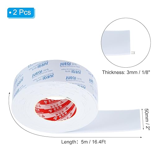 PATIKIL 2"W x 1/8"T x 16.4Ft EVA Single Sided Foam Tape, 2Pcs Multipurpose Sealing Strip Foam Waterproof Weather Stripping Foam Sealing Foam Strips with Adhesive for Door, White