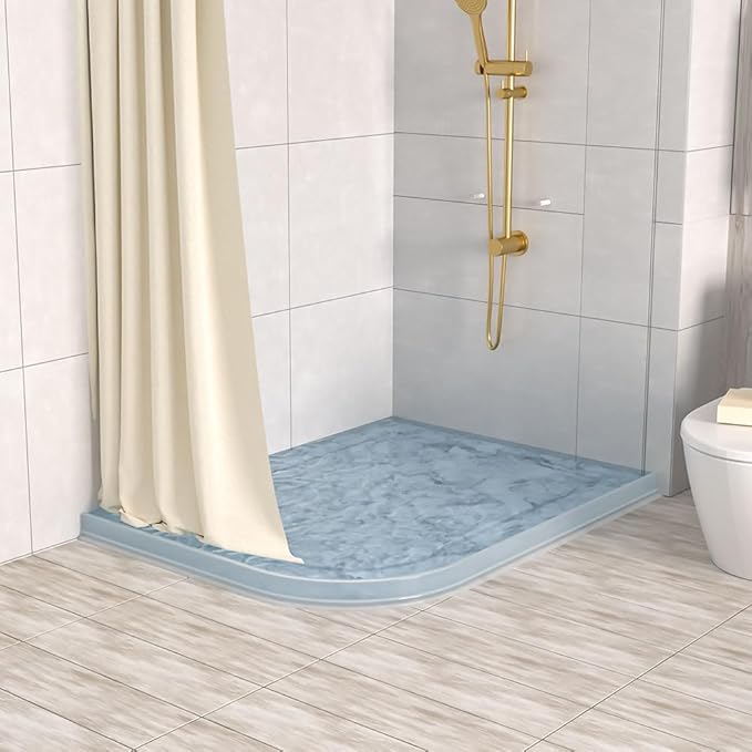 Duzzy 98 Inch Shower Threshold Water Dam, Shower Water Guard to Keep Water in Shower, Shower Water Stopper Dry and Wet Separation Suitable for Bathroom and Kitchen (Clear)