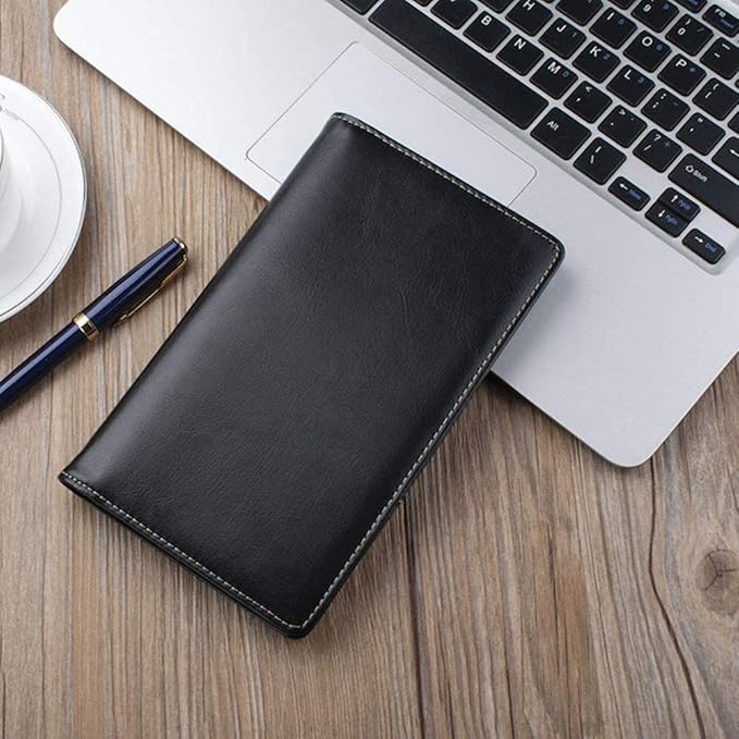 Sooez Leather Professional Business Card Book Holder Organizer, 240 Capacity Credit Card Booklet, PU Name Cards Holder Storage File for Men Women, 7.7"x 4.5" x 0.7", Black